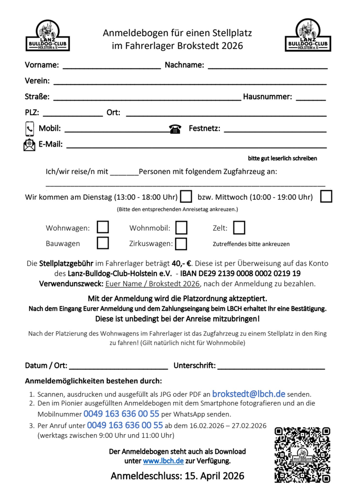 Anmeldeformualr Brokstedt 2026